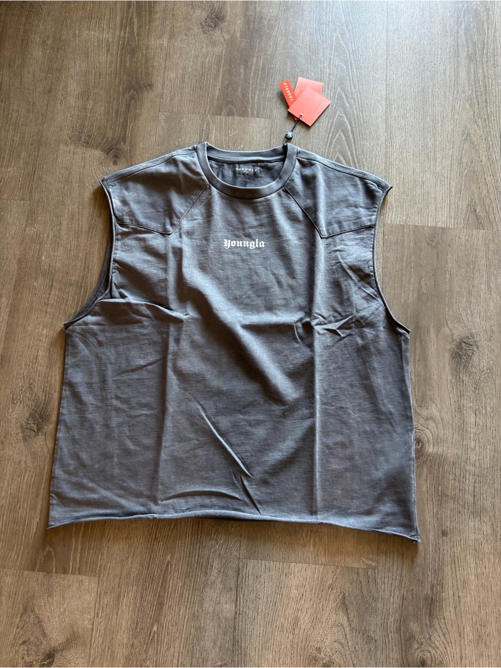 YoungLA Gray Cut Off Shirt with White Logo